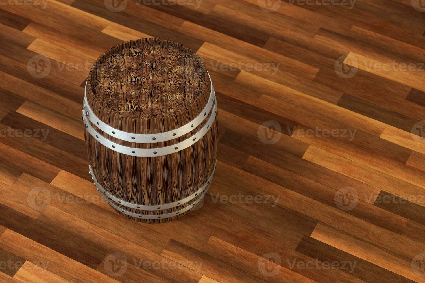 de madera lagar barril con calentar color fondo, 3d representación foto