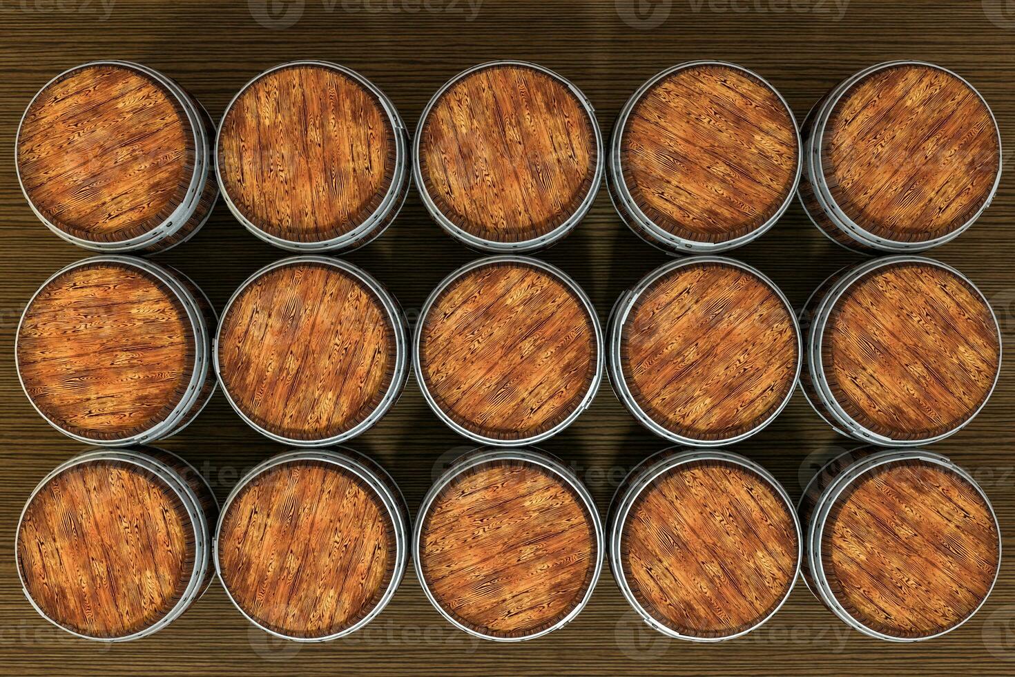 Wooden winery barrel with warm color background, 3d rendering photo