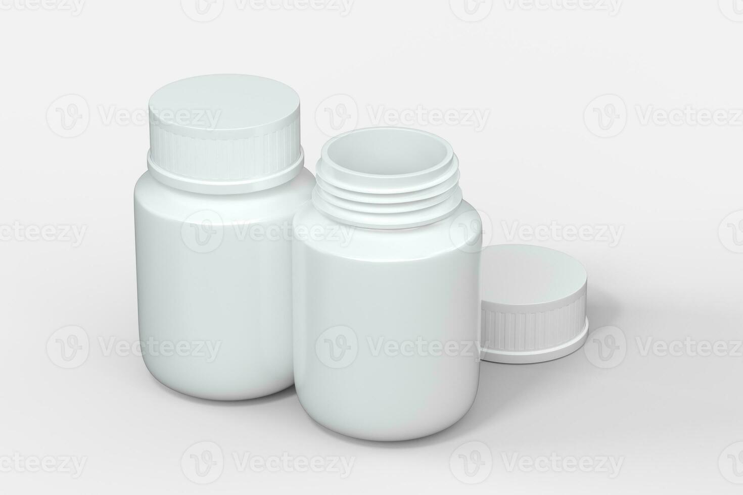 3d rendering, white medicine bottle, pill bottle photo