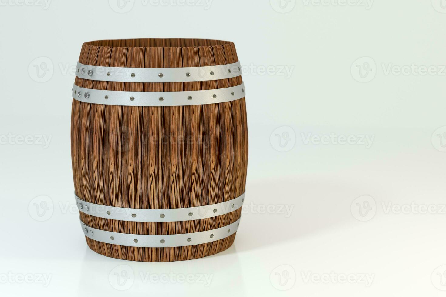 Wooden winery barrel with white background, 3d rendering photo