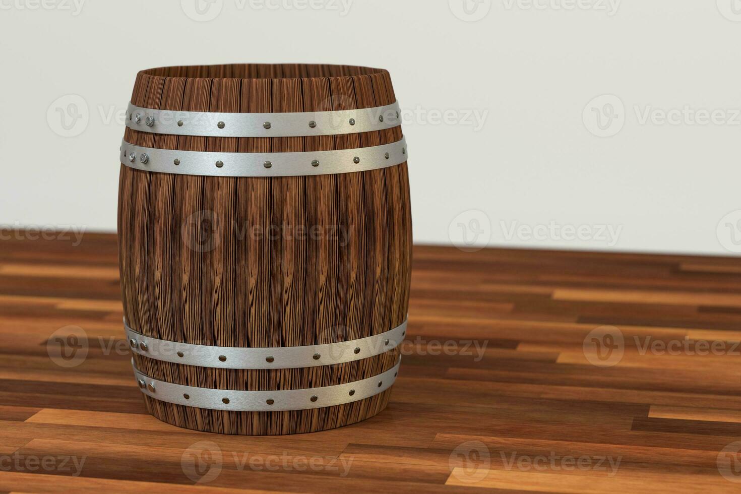 Wooden winery barrel with white background, 3d rendering photo