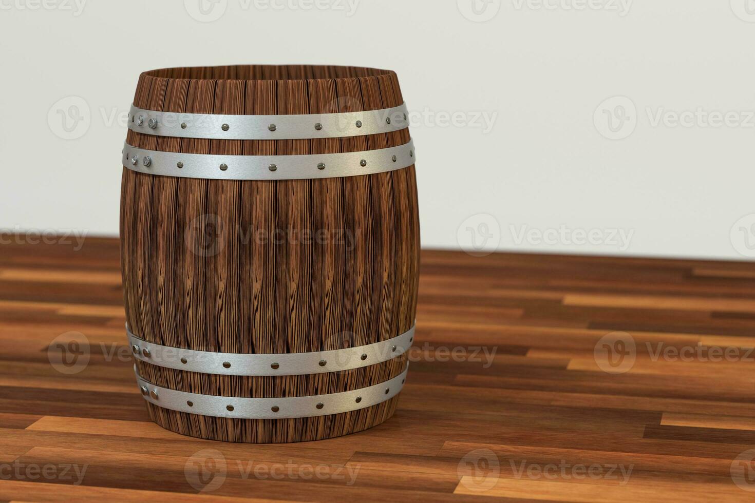 de madera lagar barril con blanco fondo, 3d representación foto