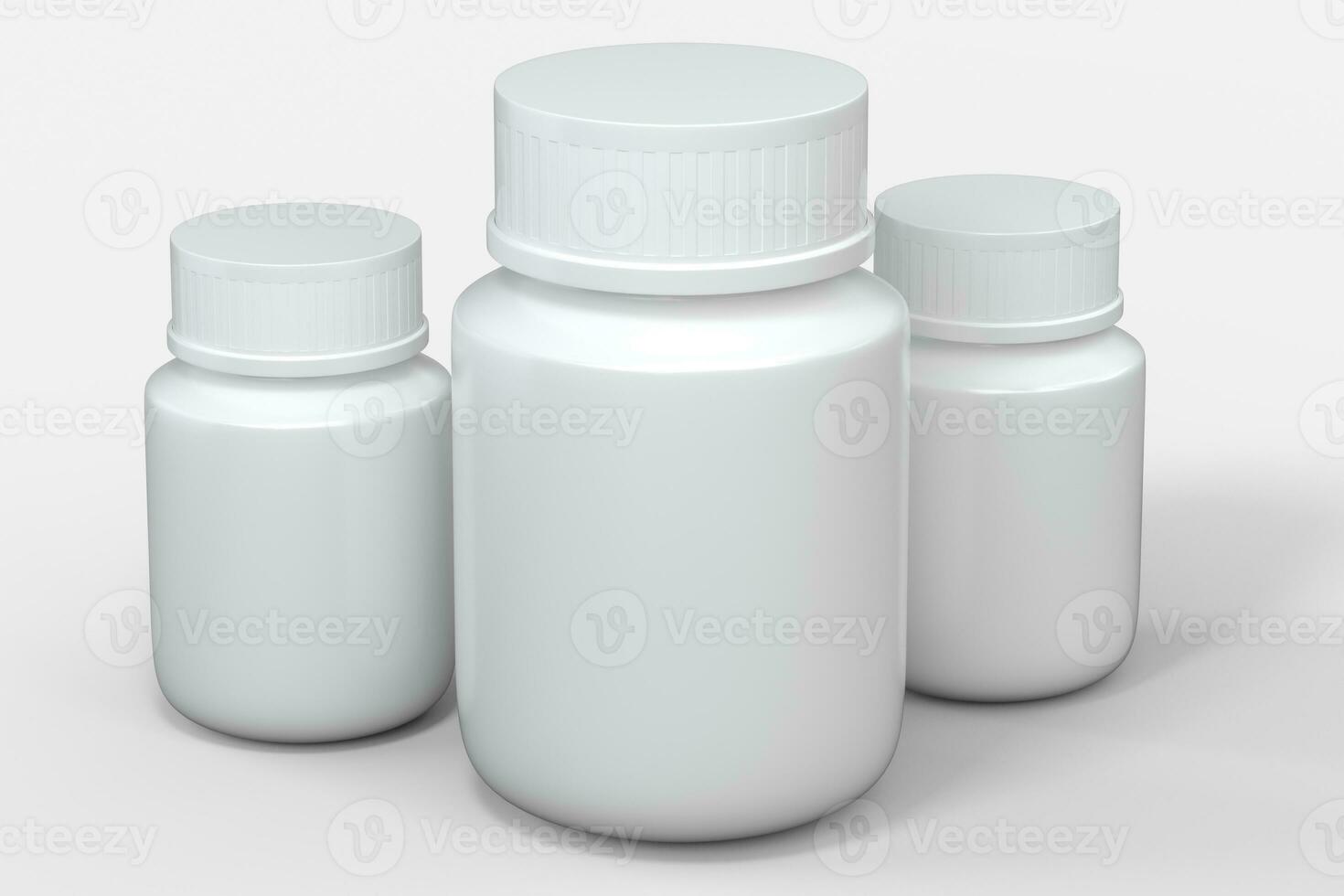 3d rendering, white medicine bottle, pill bottle photo