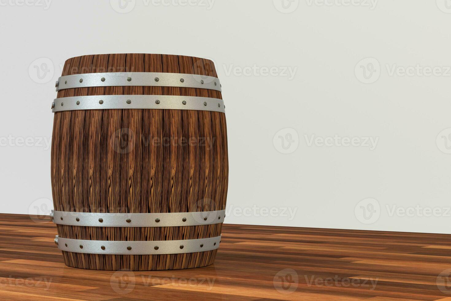 Wooden winery barrel with white background, 3d rendering photo