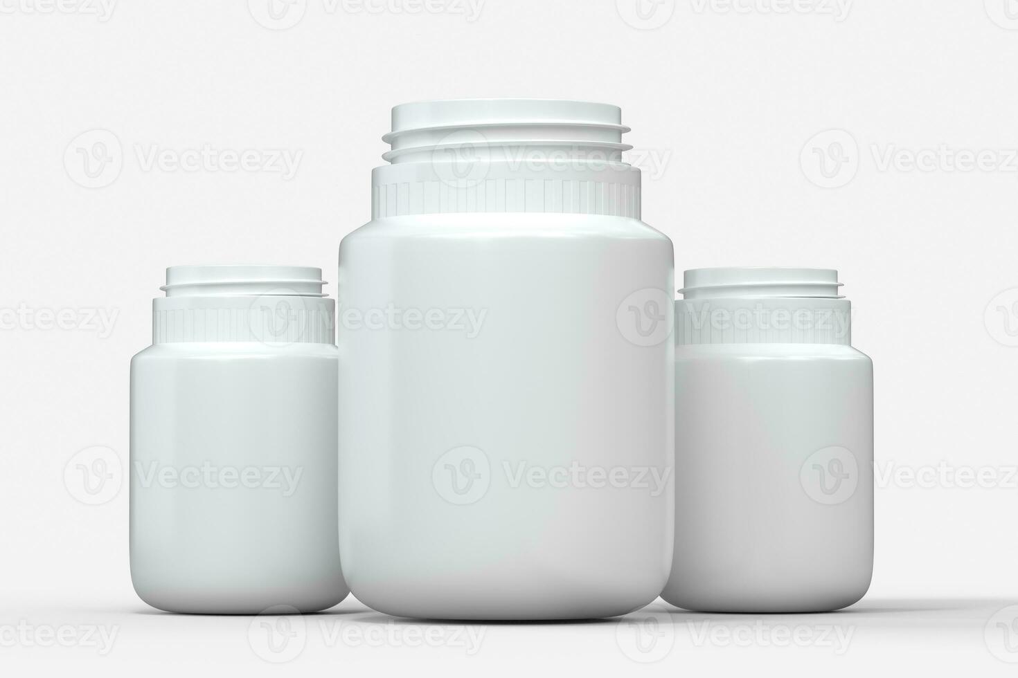 3d rendering, white medicine bottle, pill bottle photo