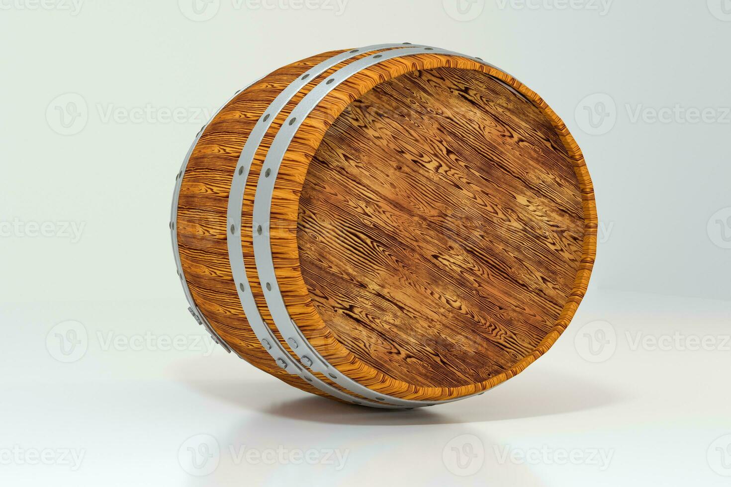 de madera lagar barril con blanco fondo, 3d representación foto