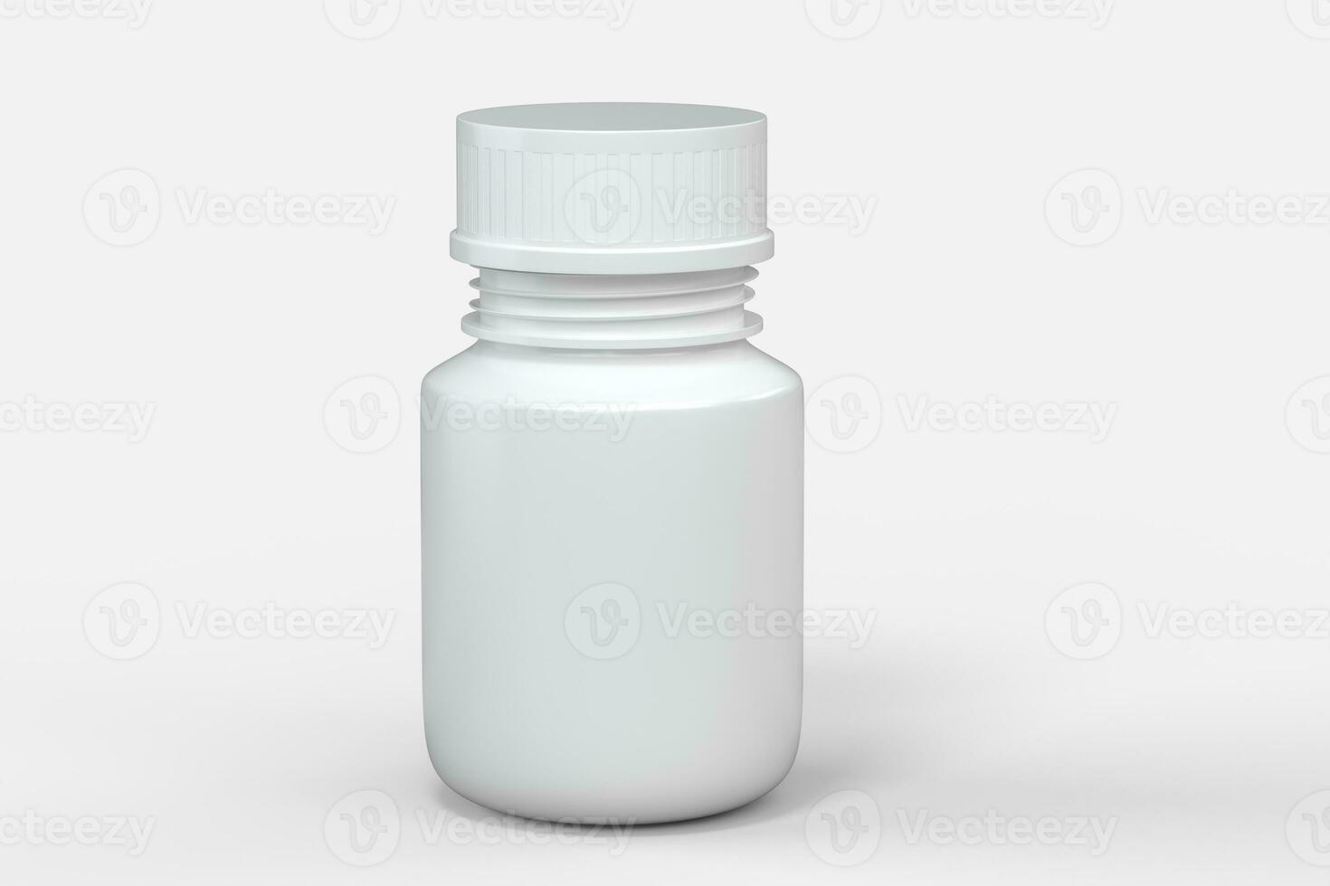 3d rendering, white medicine bottle, pill bottle photo