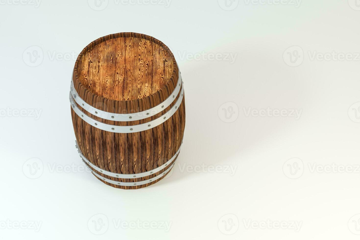 de madera lagar barril con blanco fondo, 3d representación foto