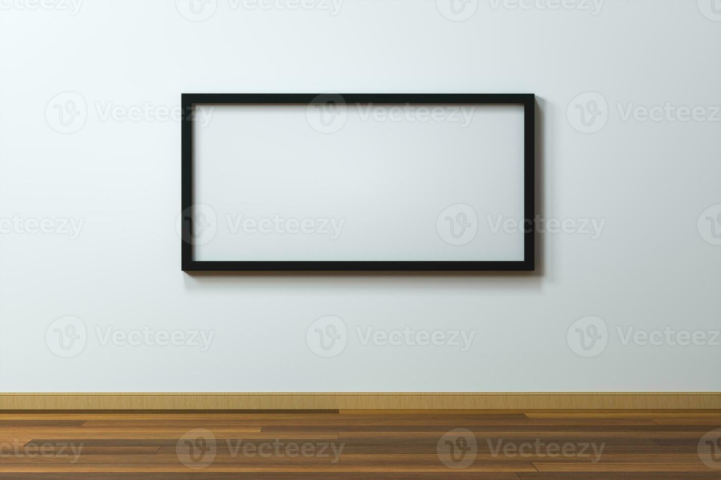 The blank easel board with wooden floor background, 3d rendering. photo