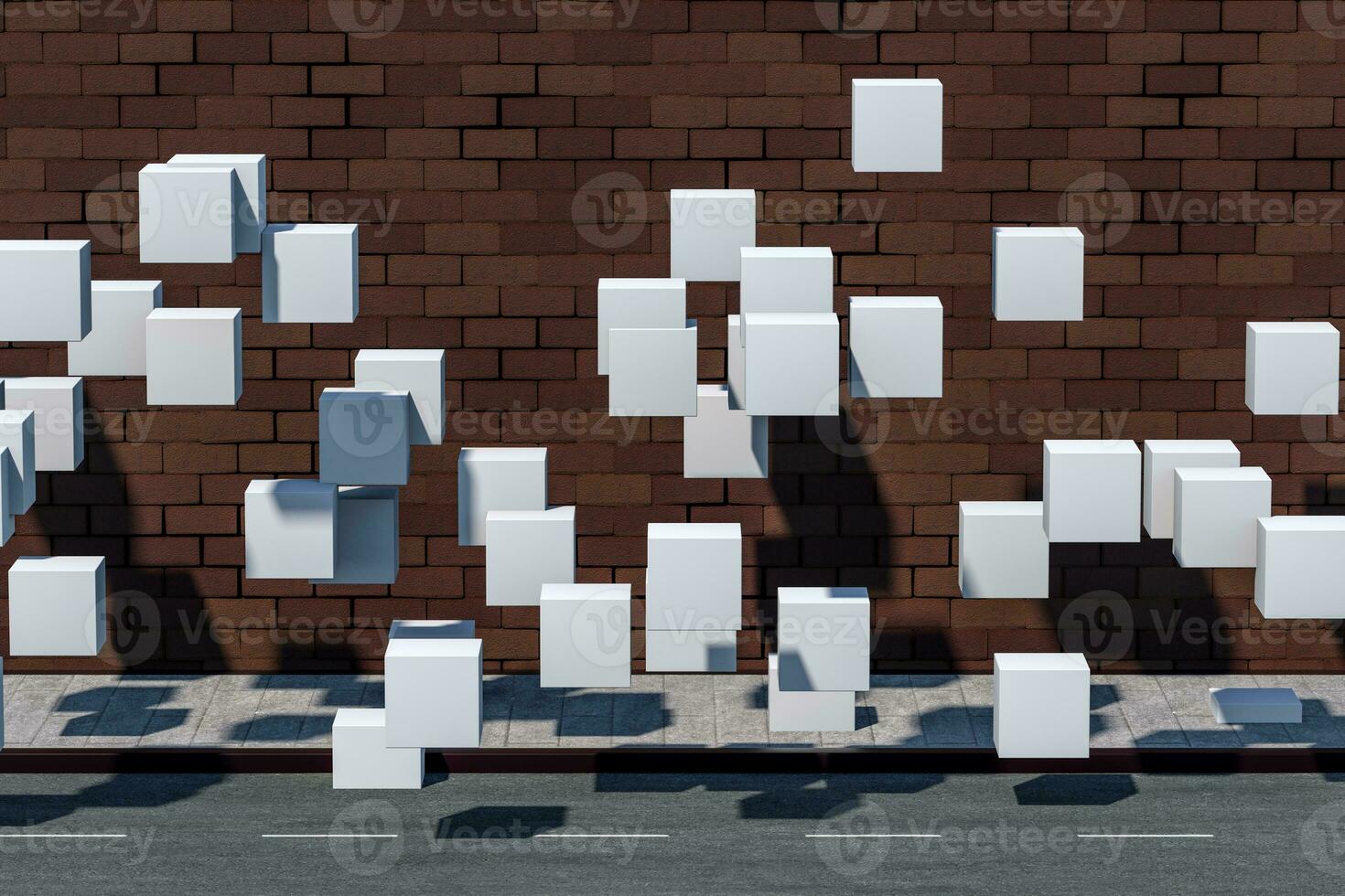 el ladrillo pared y tono calle, 3d representación. foto