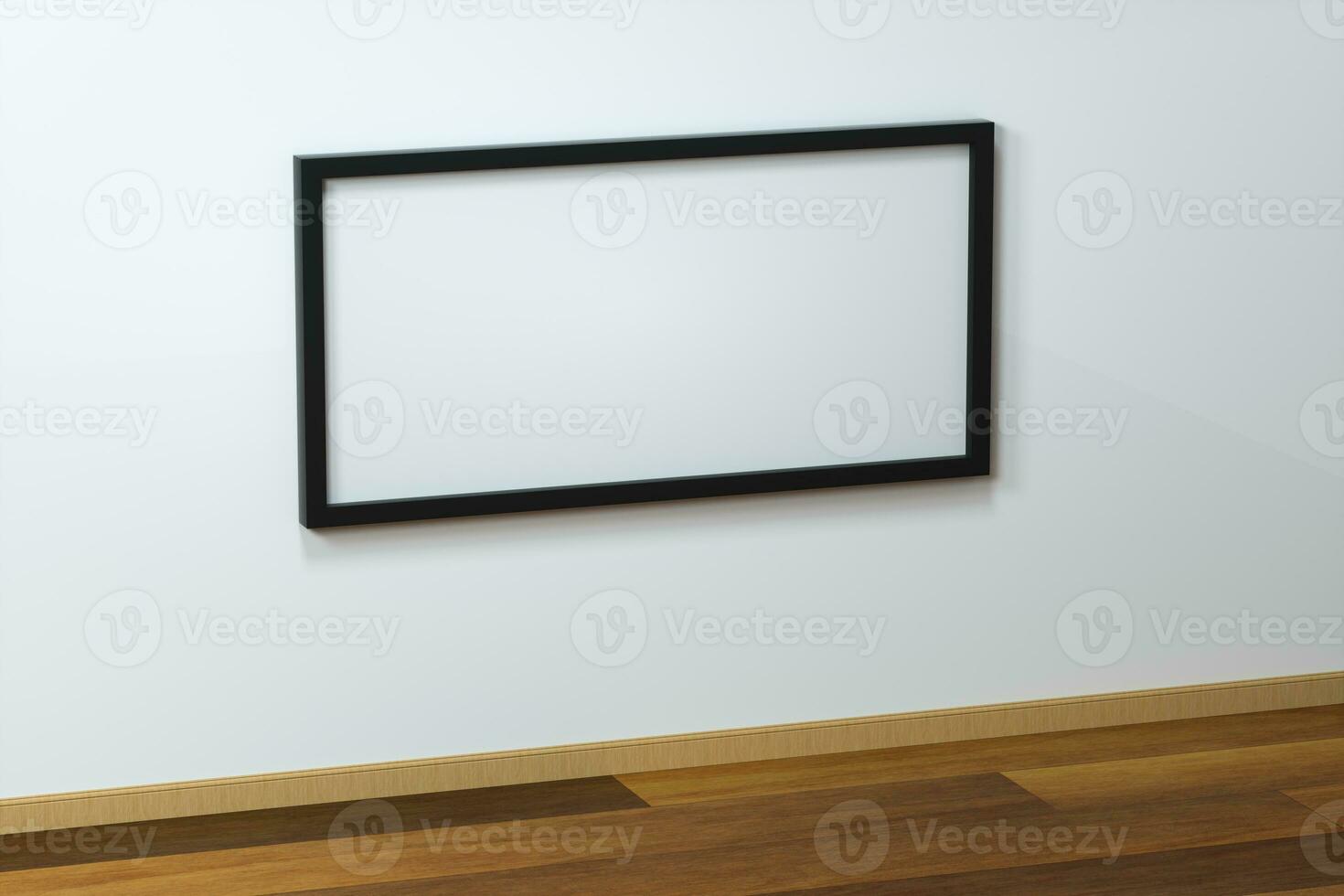 The blank easel board with wooden floor background, 3d rendering. photo