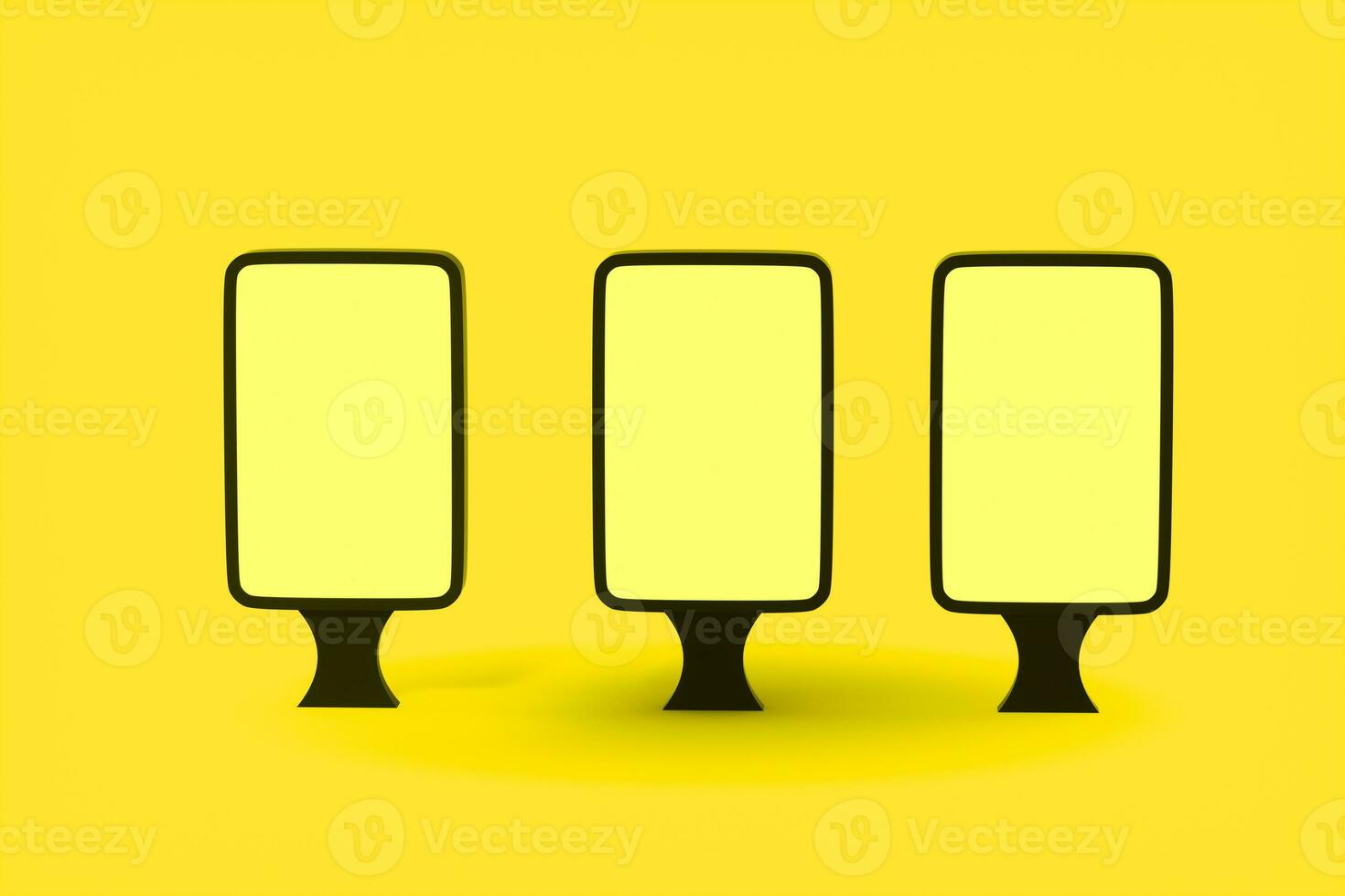 The empty commercial billboard with yellow background, 3d rendering. photo