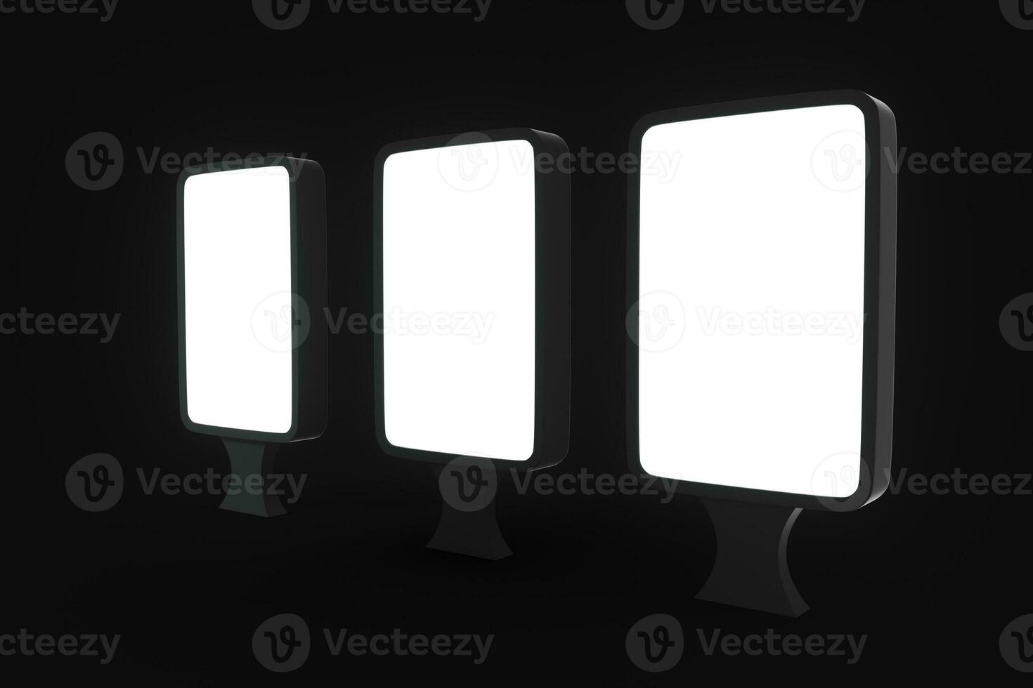 The empty commercial billboard with black background, 3d rendering. photo