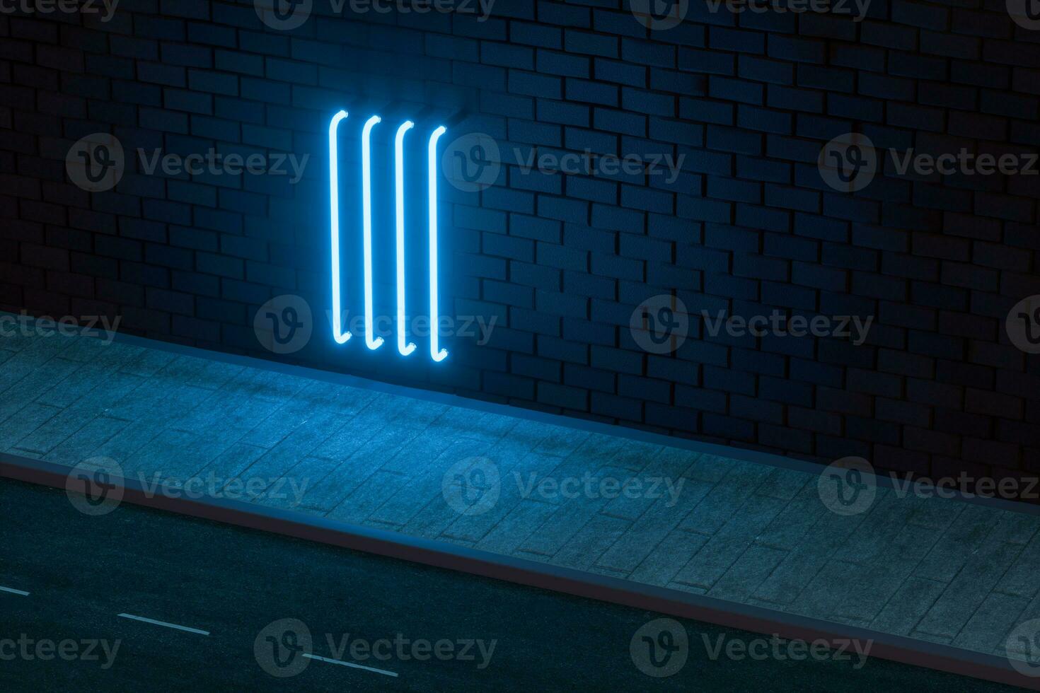 The glowing neon with brick wall background, 3d rendering. photo