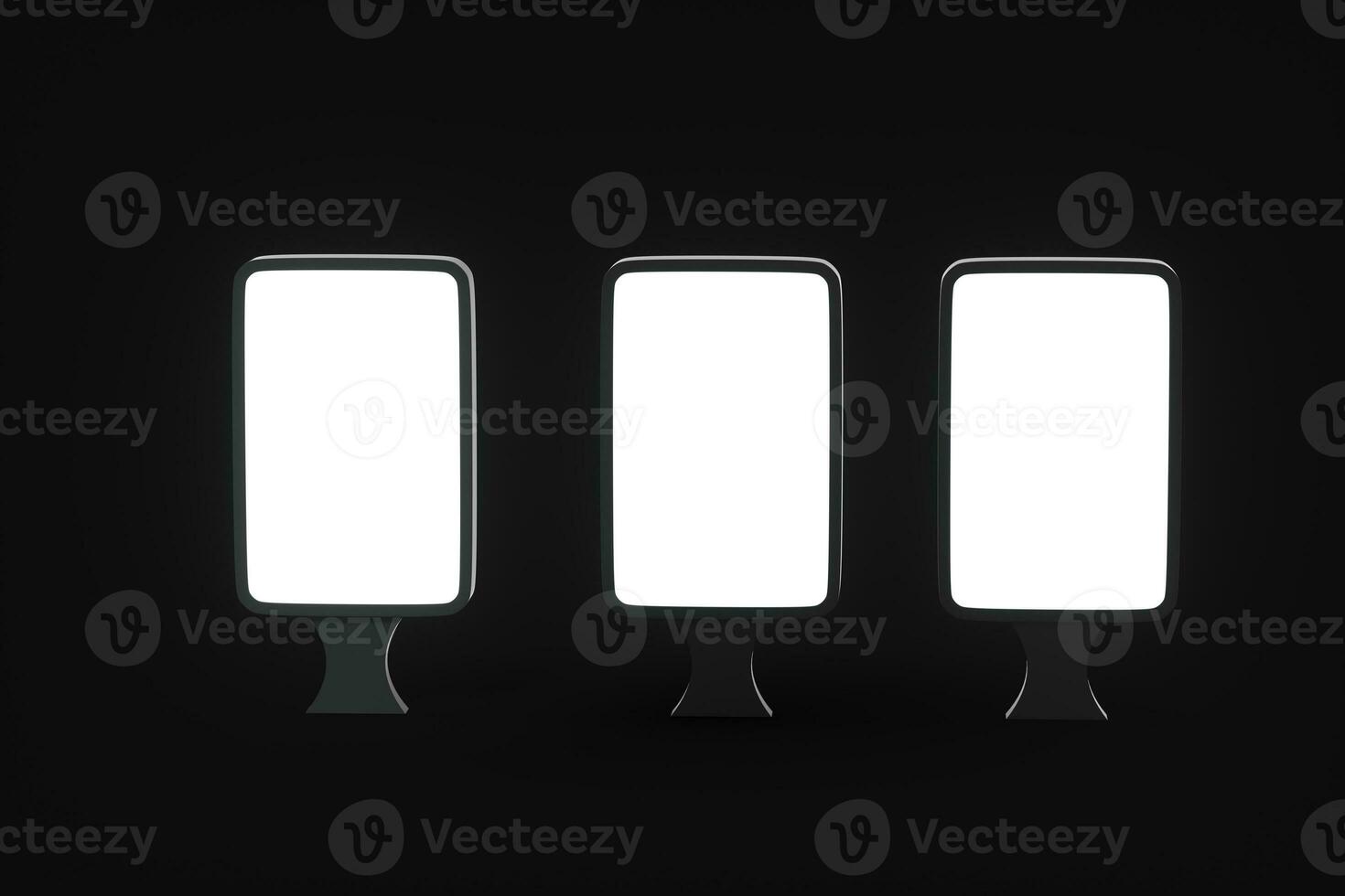 The empty commercial billboard with black background, 3d rendering. photo
