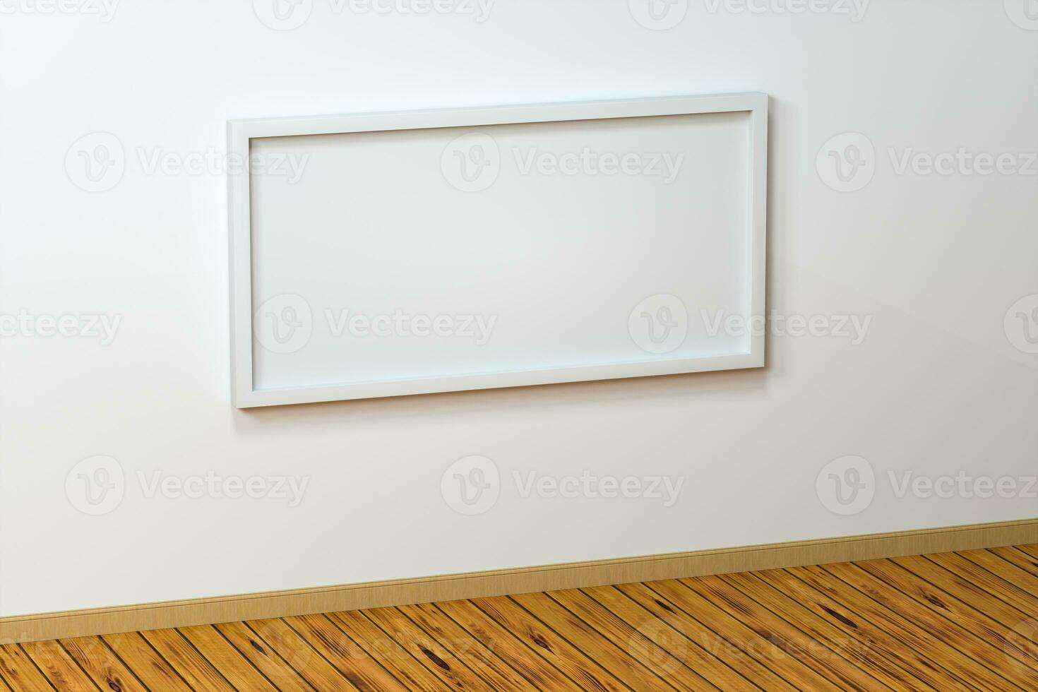 The blank easel board with wooden floor background, 3d rendering. photo