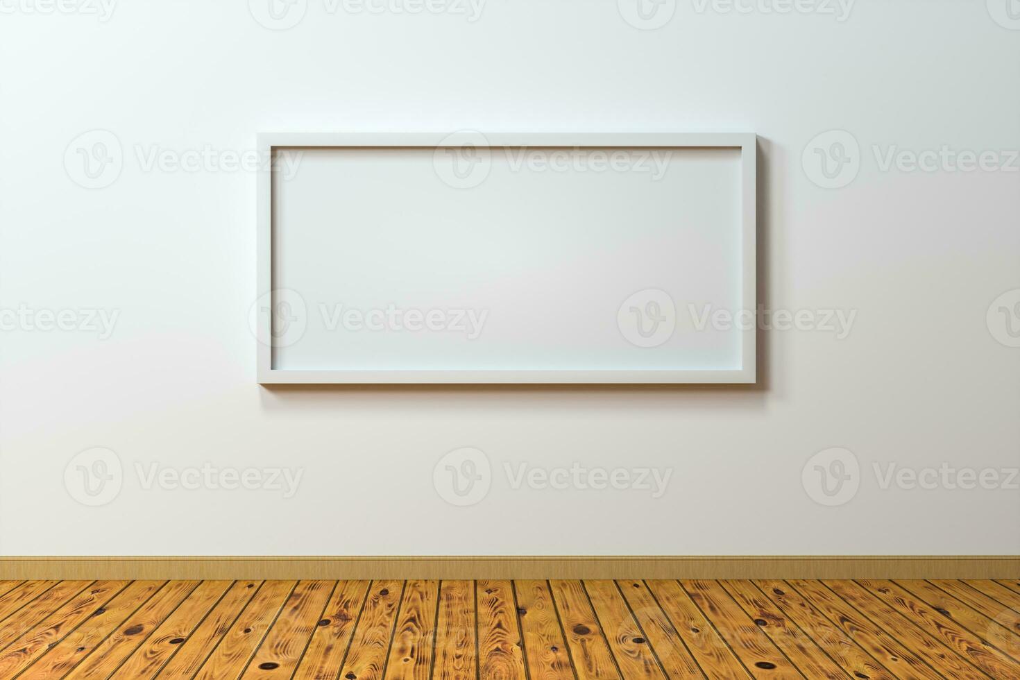 The blank easel board with wooden floor background, 3d rendering. photo