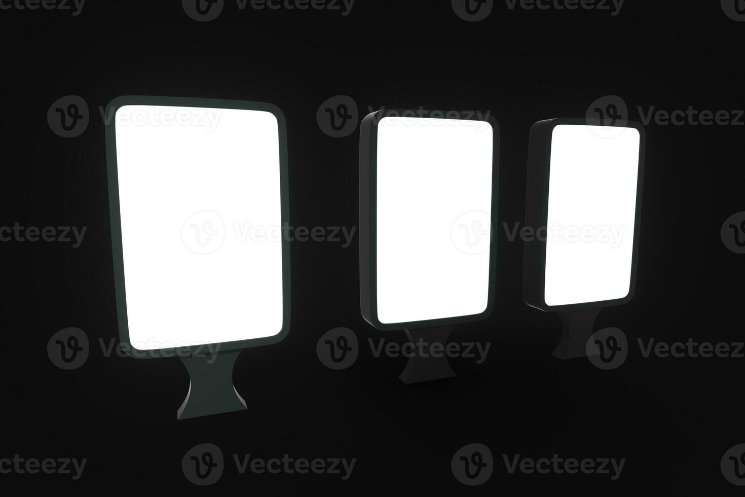 The empty commercial billboard with black background, 3d rendering. photo