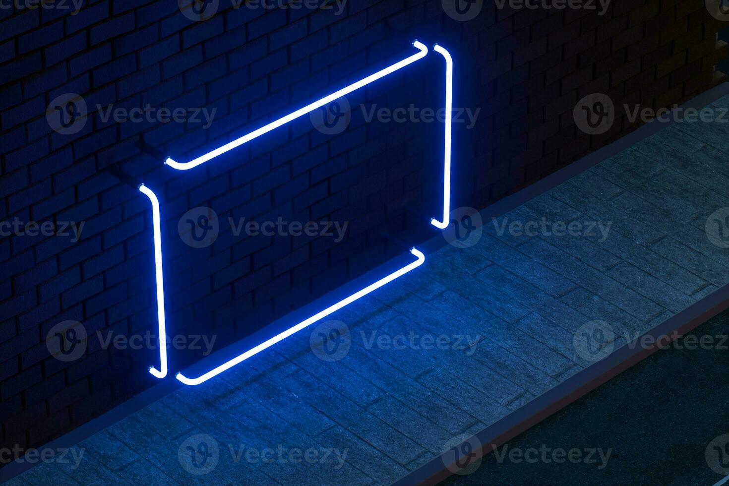 The glowing neon with brick wall background, 3d rendering. photo