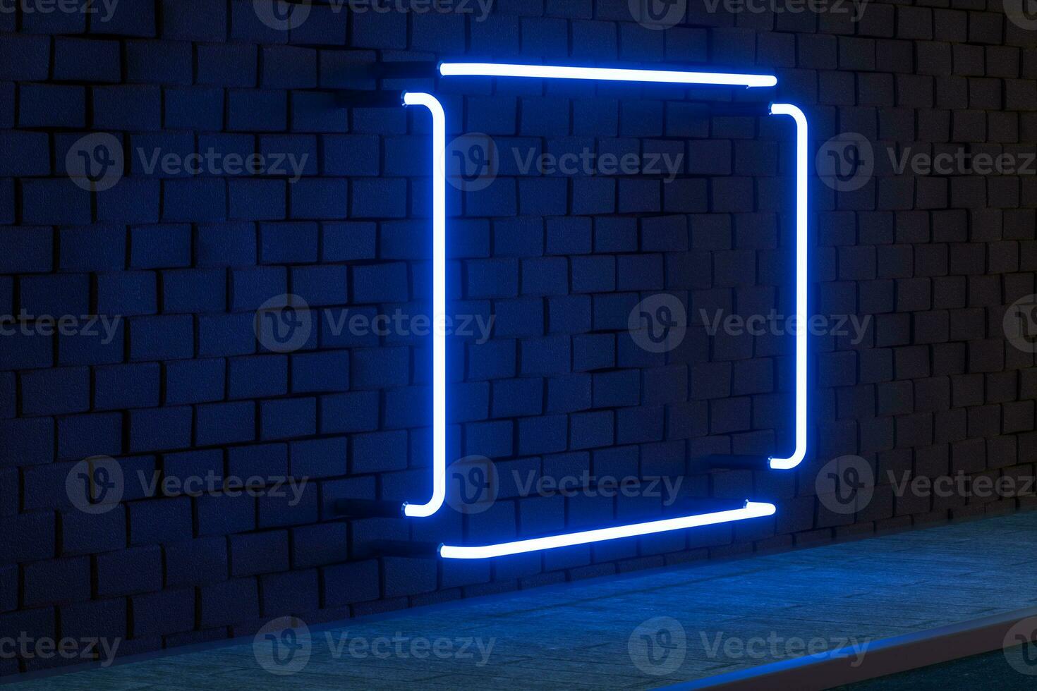 The glowing neon with brick wall background, 3d rendering. photo
