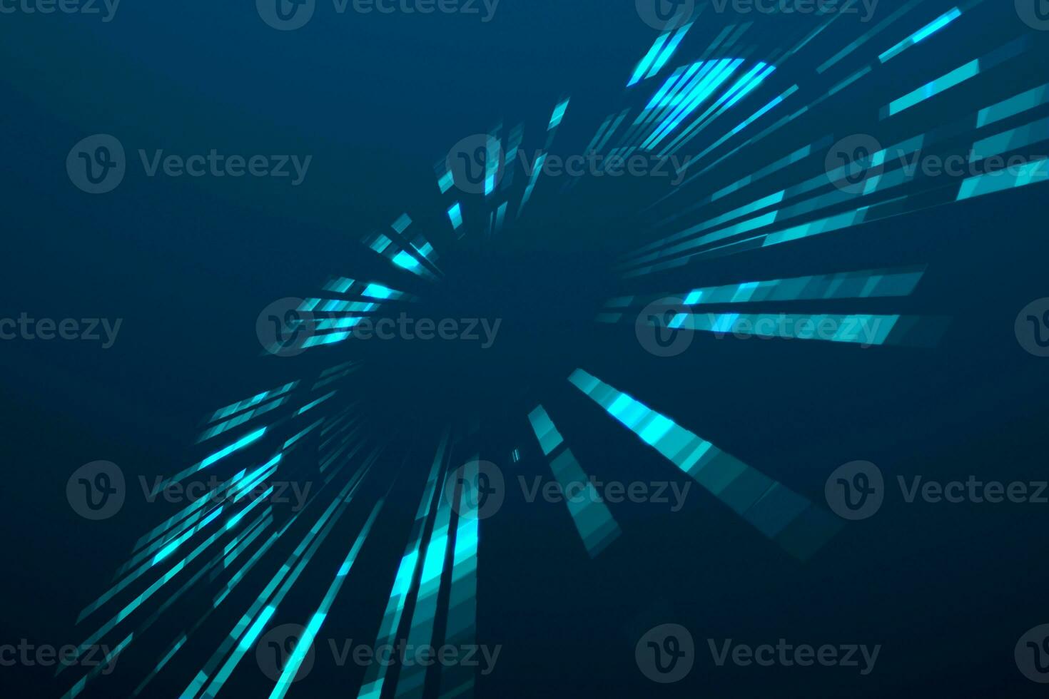 3d rendering, blue diverging technological lines photo