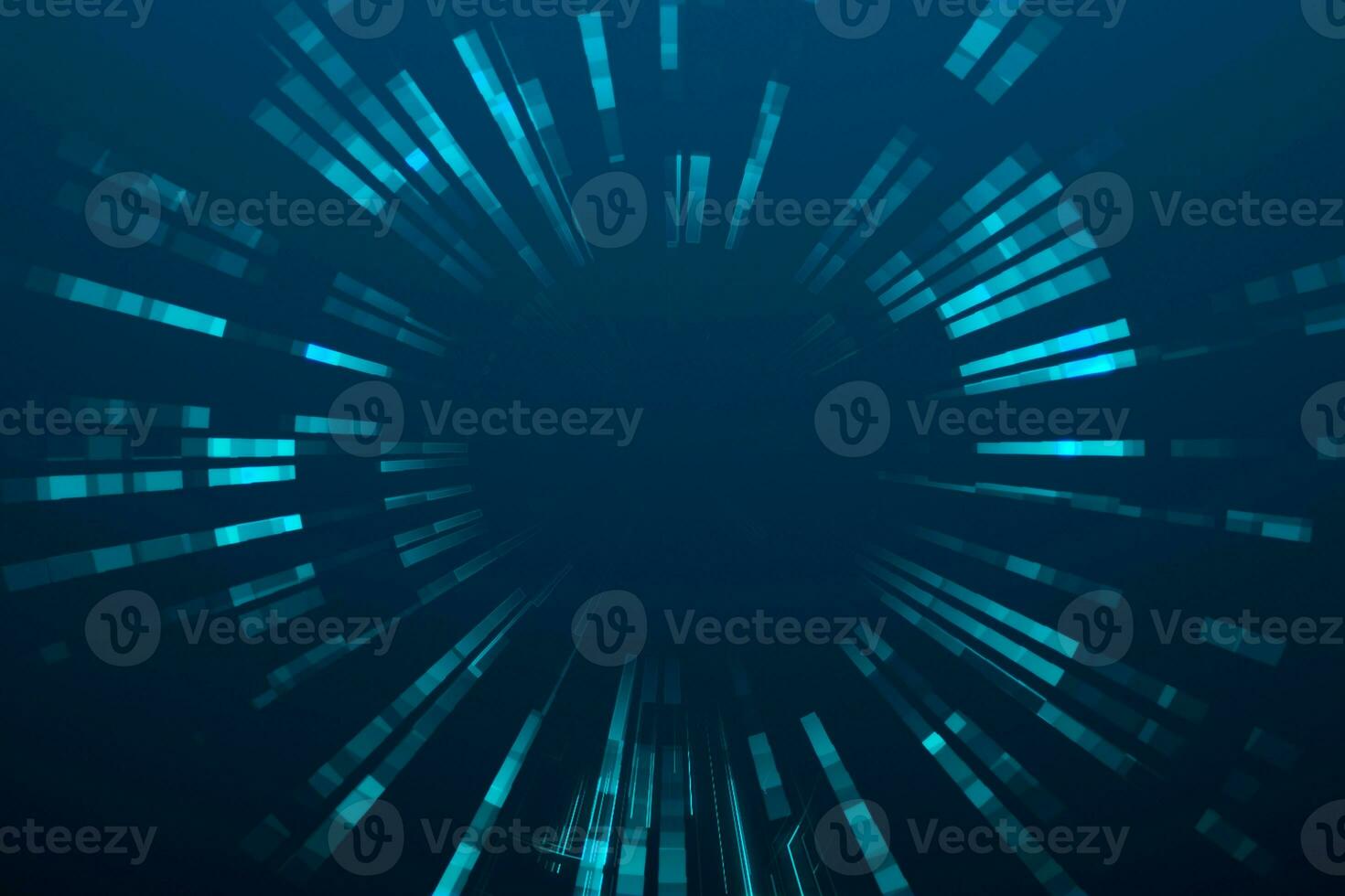 3d rendering, blue diverging technological lines photo