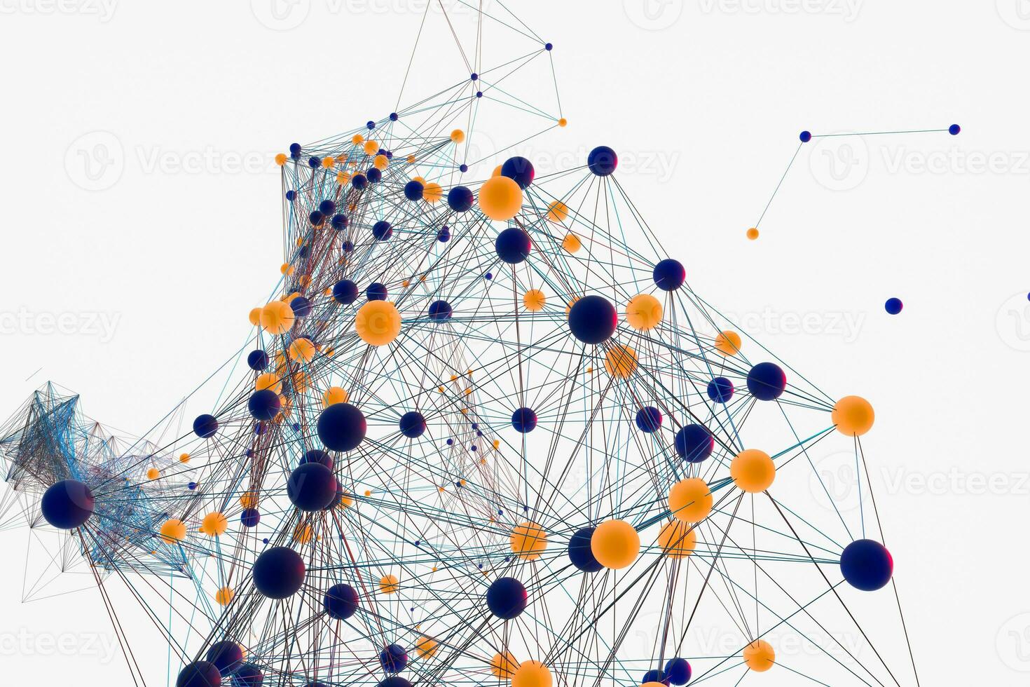 Gene lines and nodes, biological gene structure, 3d rendering. photo