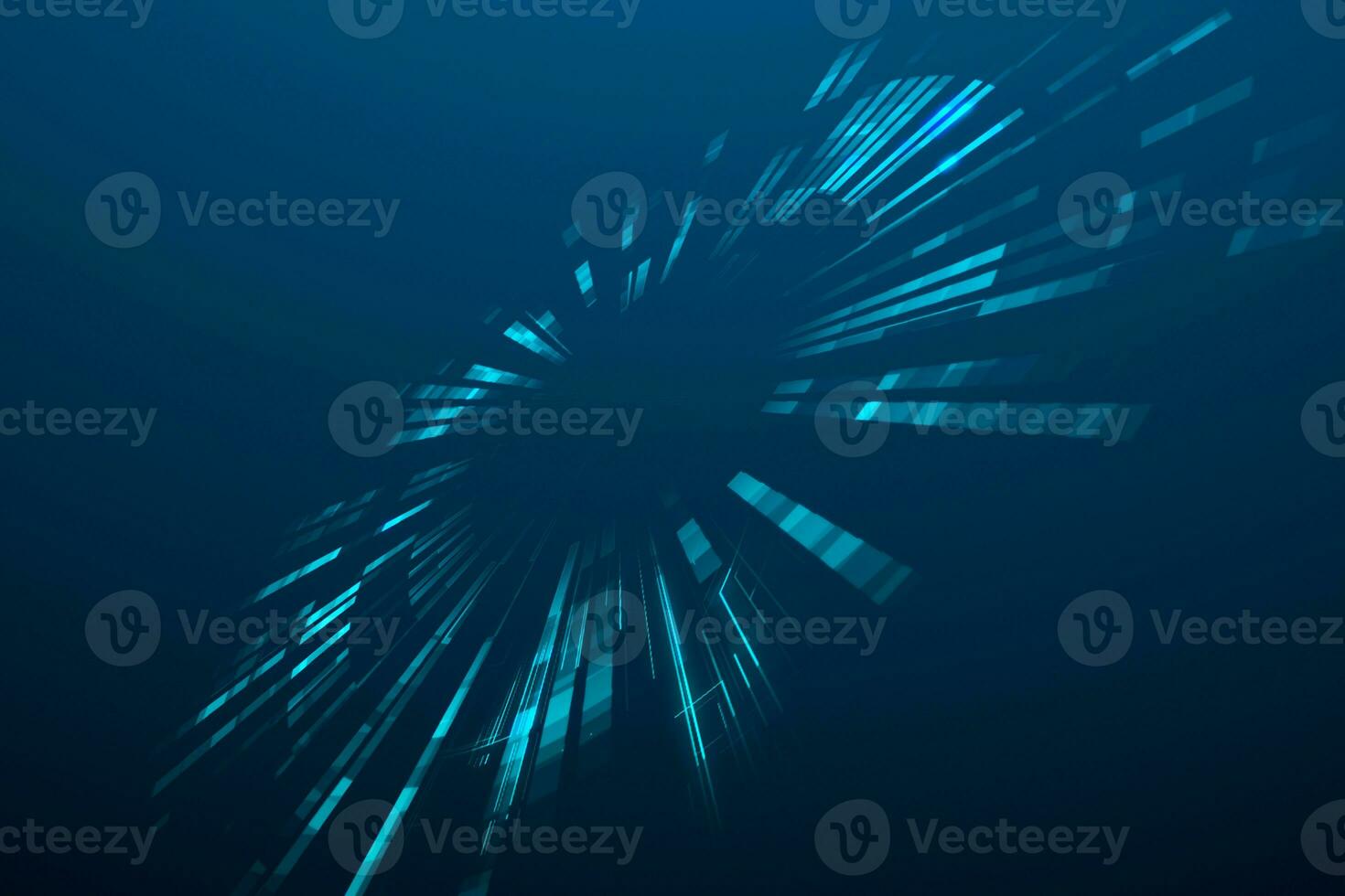 3d rendering, blue diverging technological lines photo
