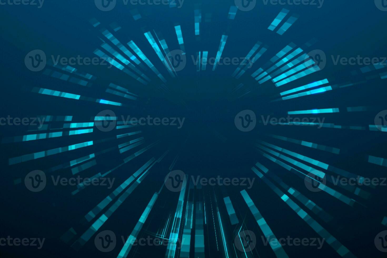 3d rendering, blue diverging technological lines photo
