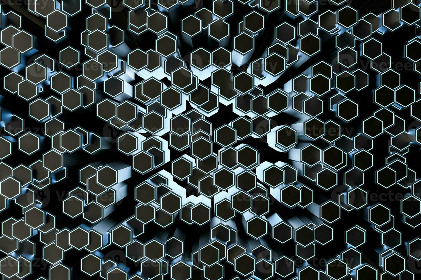 3d rendering, dark hexagonal background, sci-fi background photo