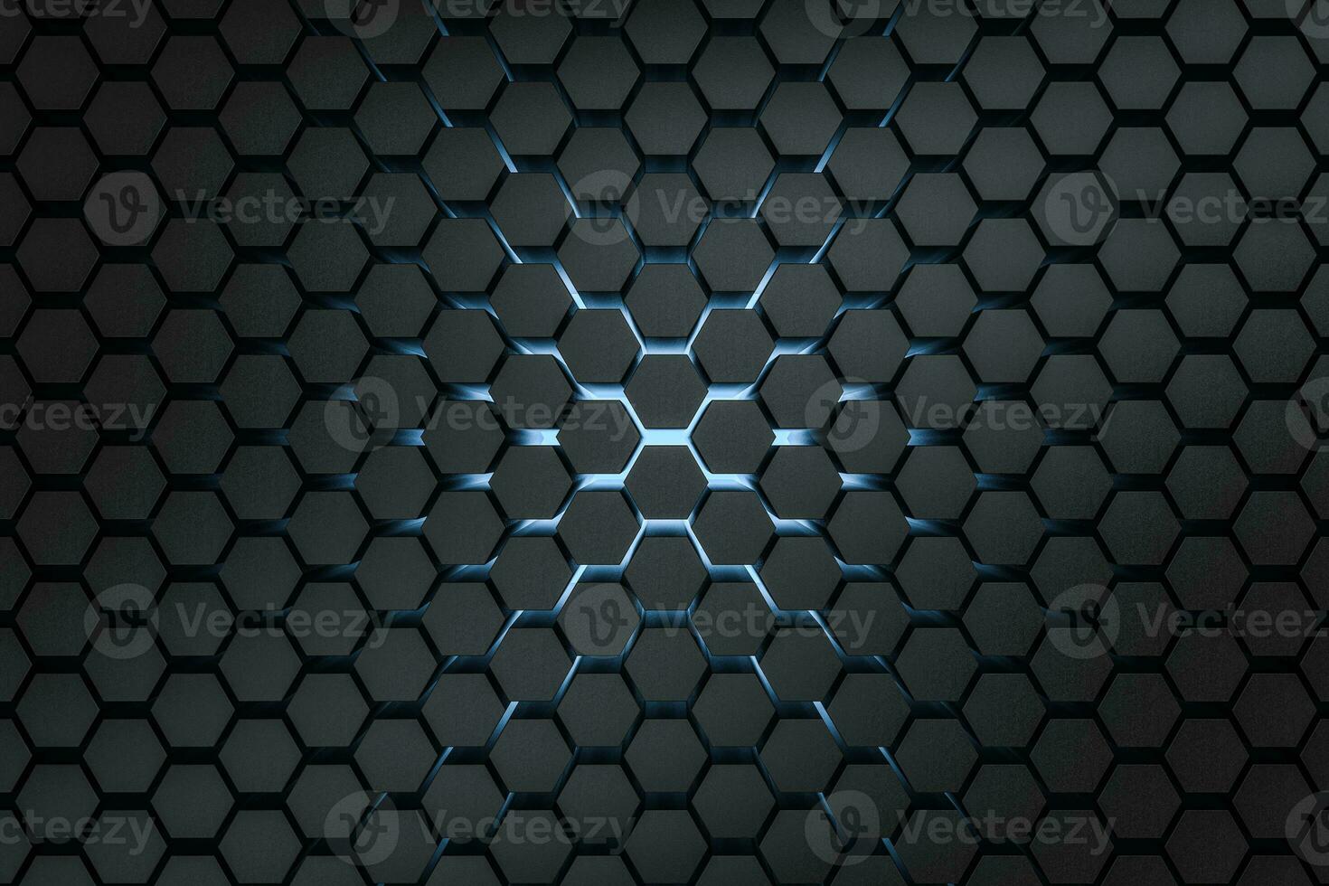 3d rendering, dark hexagonal background, sci-fi background photo