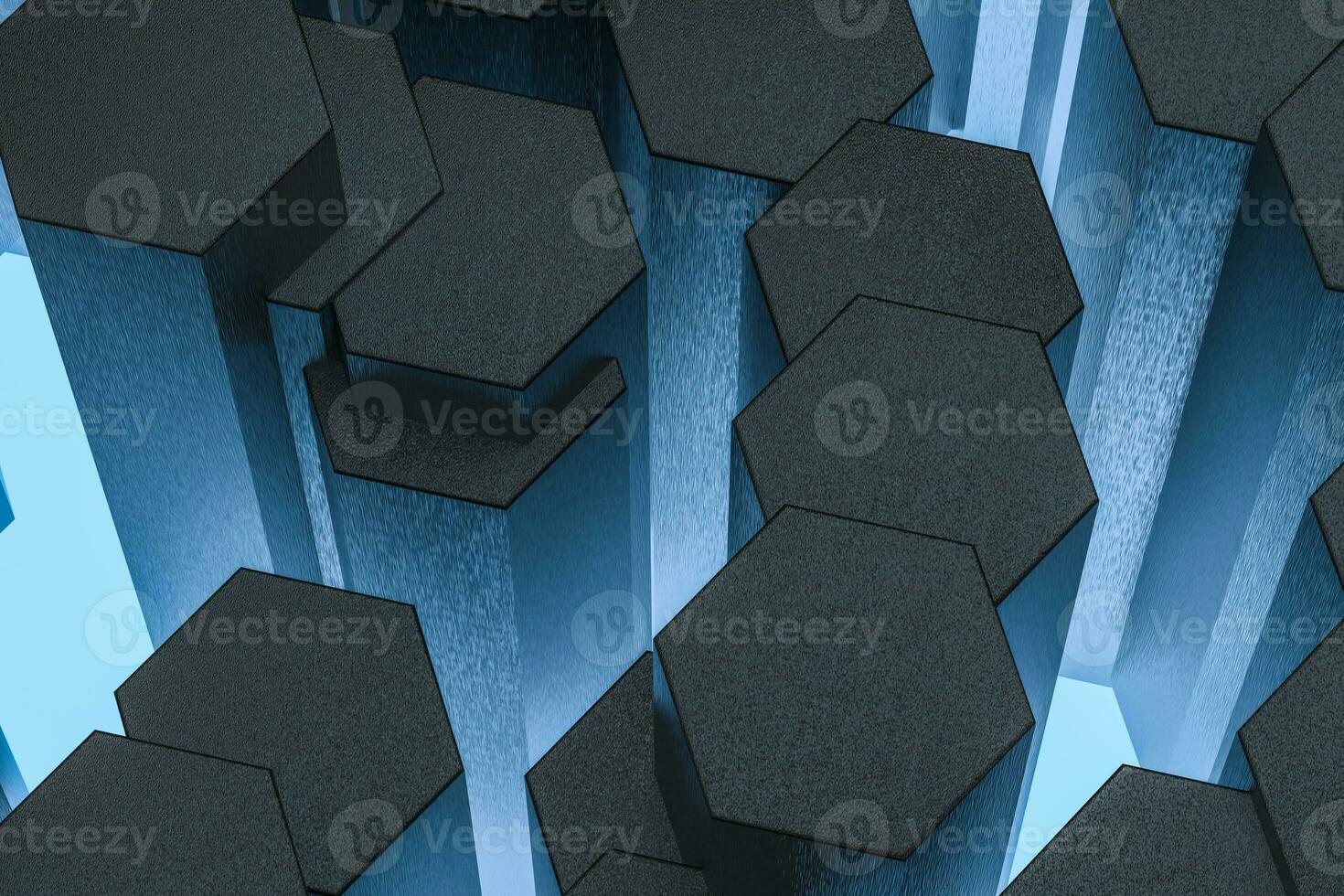 3d rendering, dark hexagonal background, sci-fi background photo