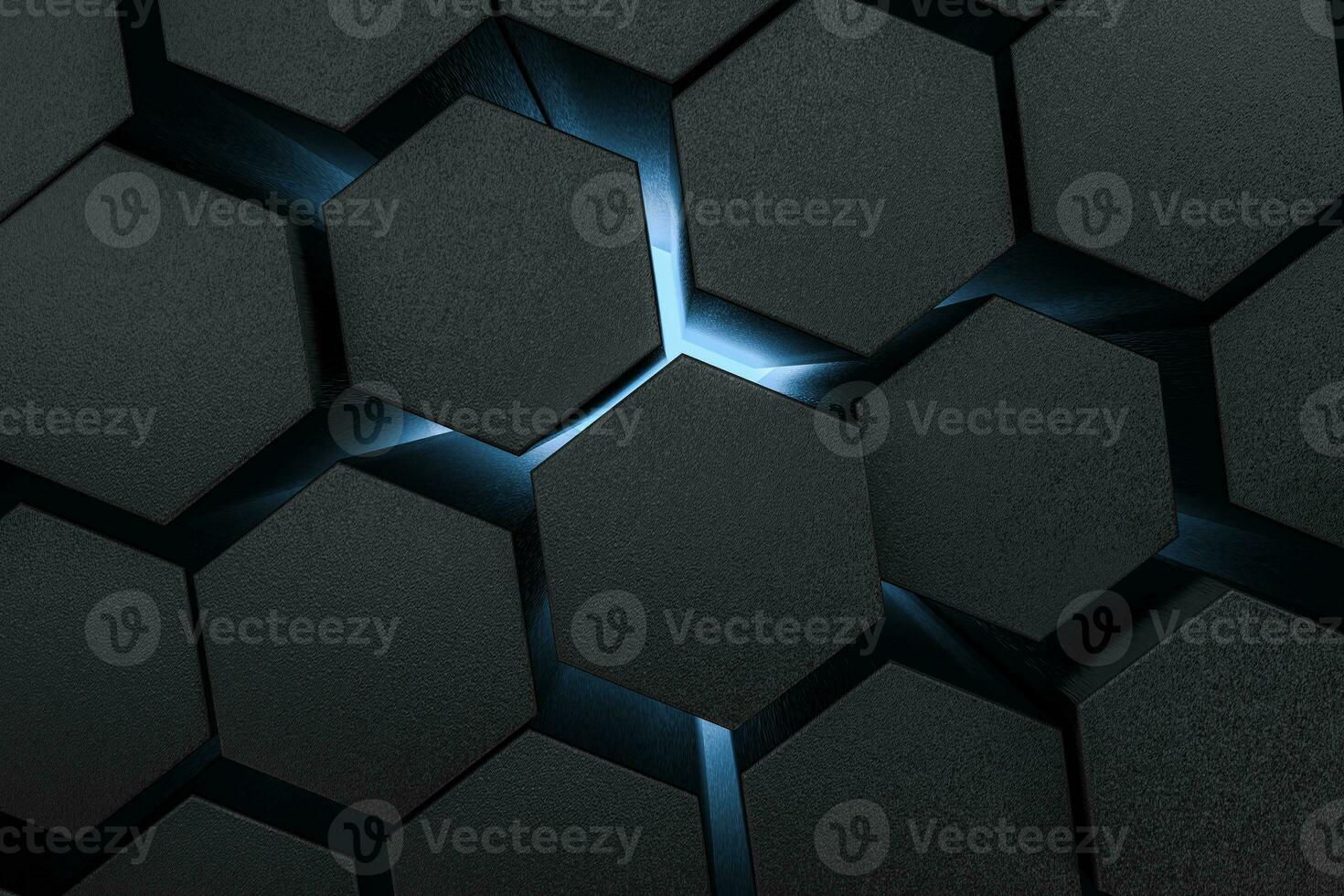 3d rendering, dark hexagonal background, sci-fi background photo