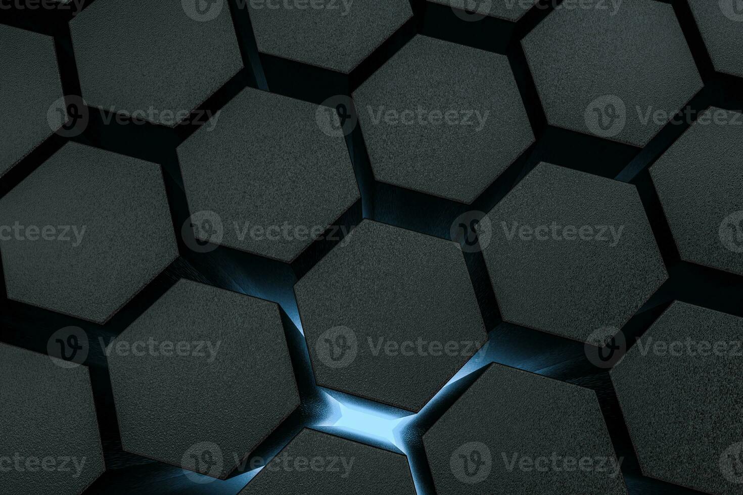 3d rendering, dark hexagonal background, sci-fi background photo