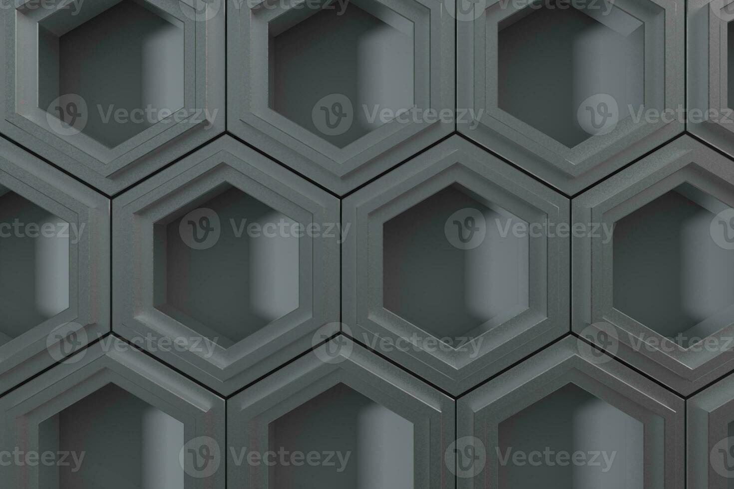 3d rendering, dark hexagonal background, sci-fi background photo