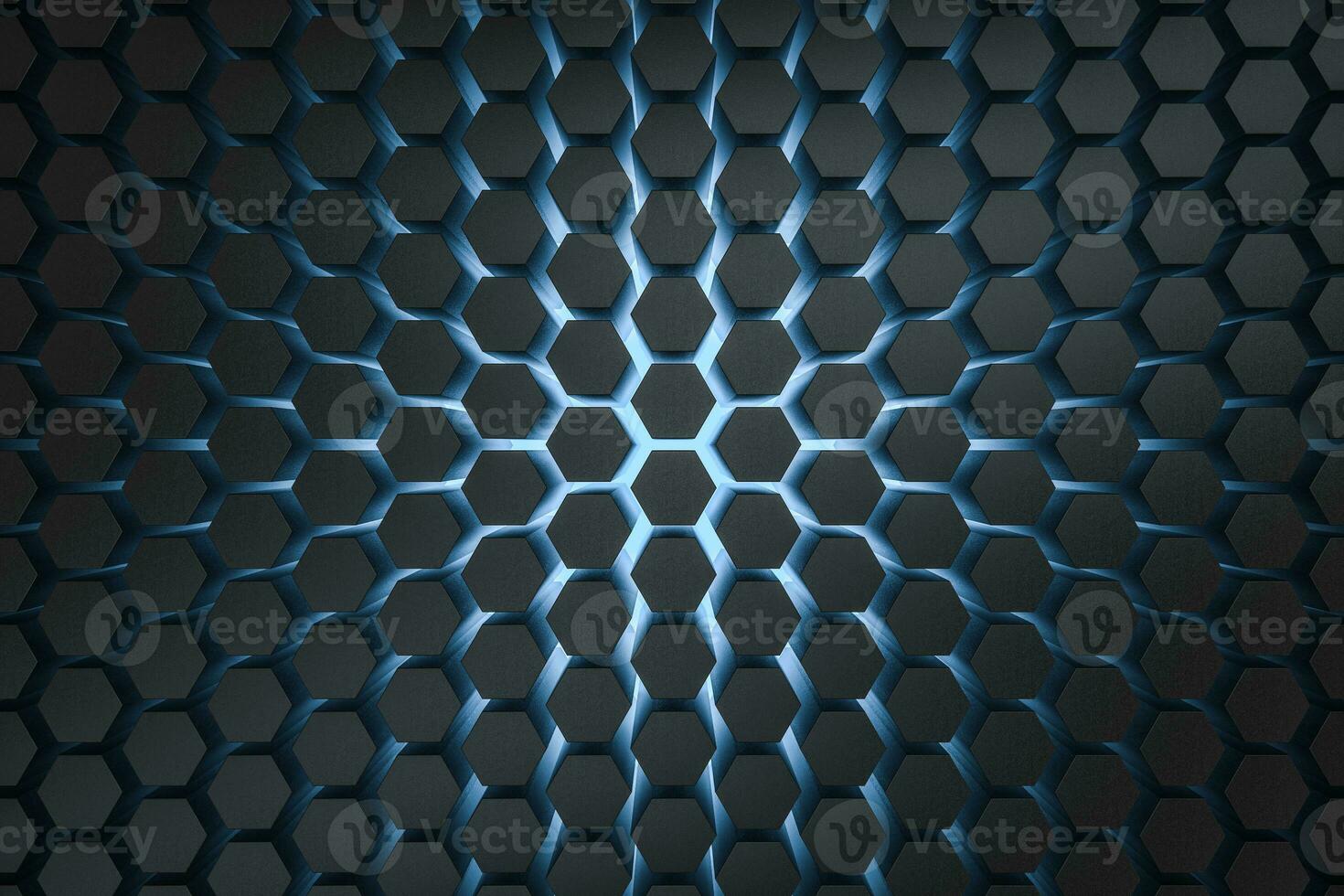 3d rendering, dark hexagonal background, sci-fi background photo