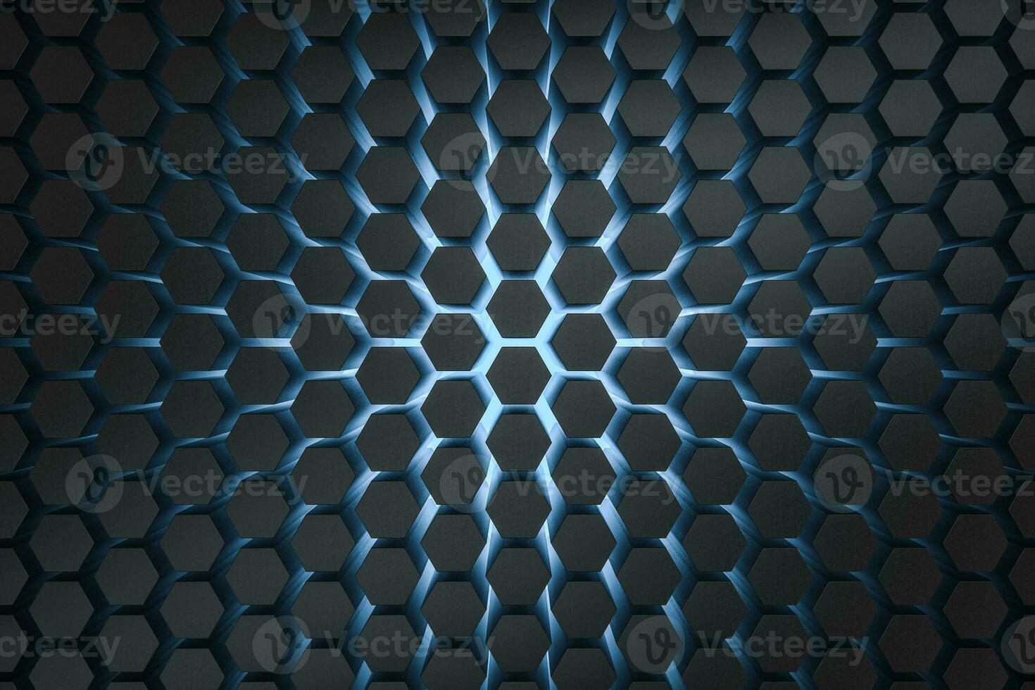 3d rendering, dark hexagonal background, sci-fi background photo