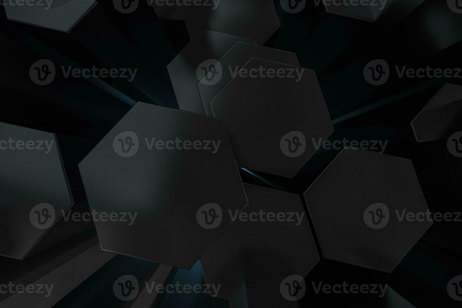 3d rendering, dark hexagonal background, sci-fi background photo