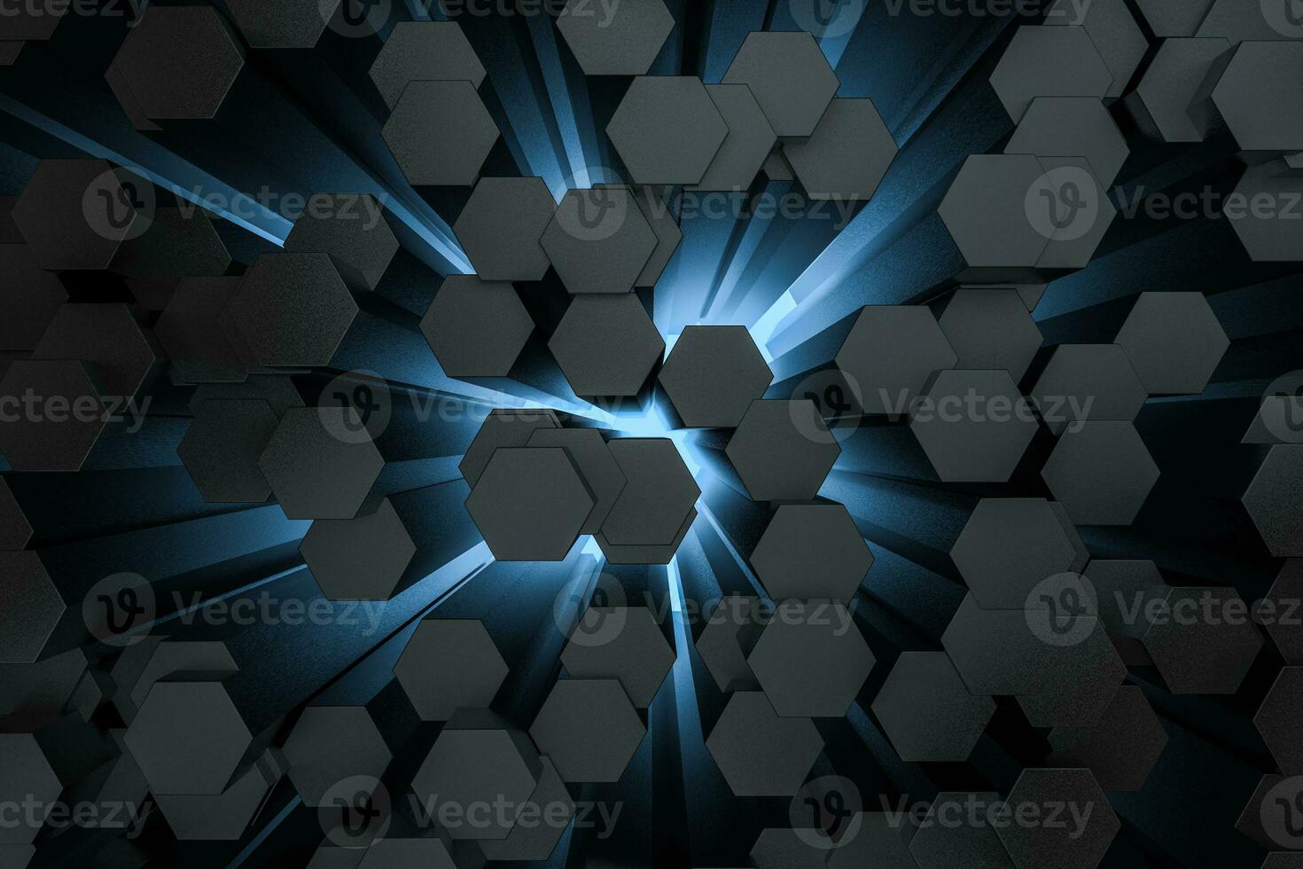 3d rendering, dark hexagonal background, sci-fi background photo