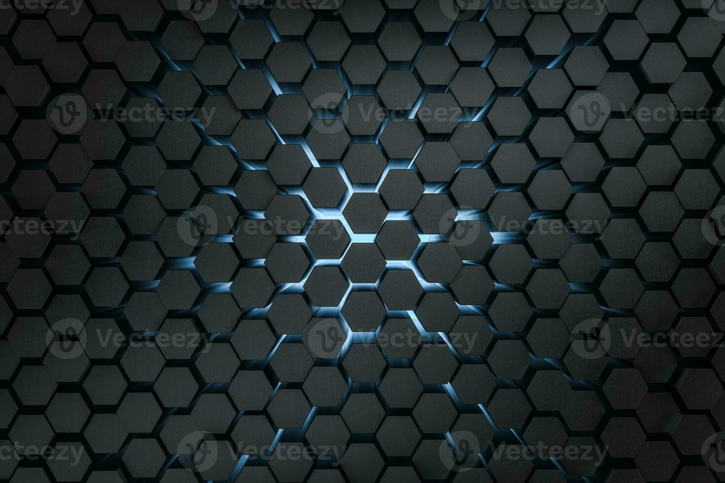 3d rendering, dark hexagonal background, sci-fi background photo