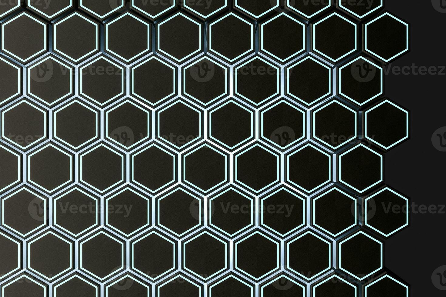 3d rendering, dark hexagonal background, sci-fi background photo