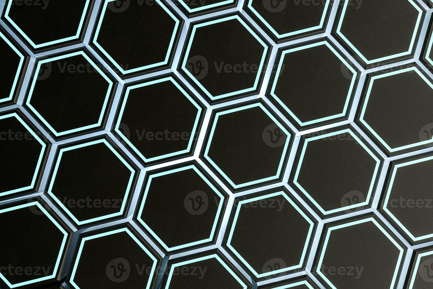 3d representación, oscuro hexagonal fondo, ciencia ficción antecedentes foto