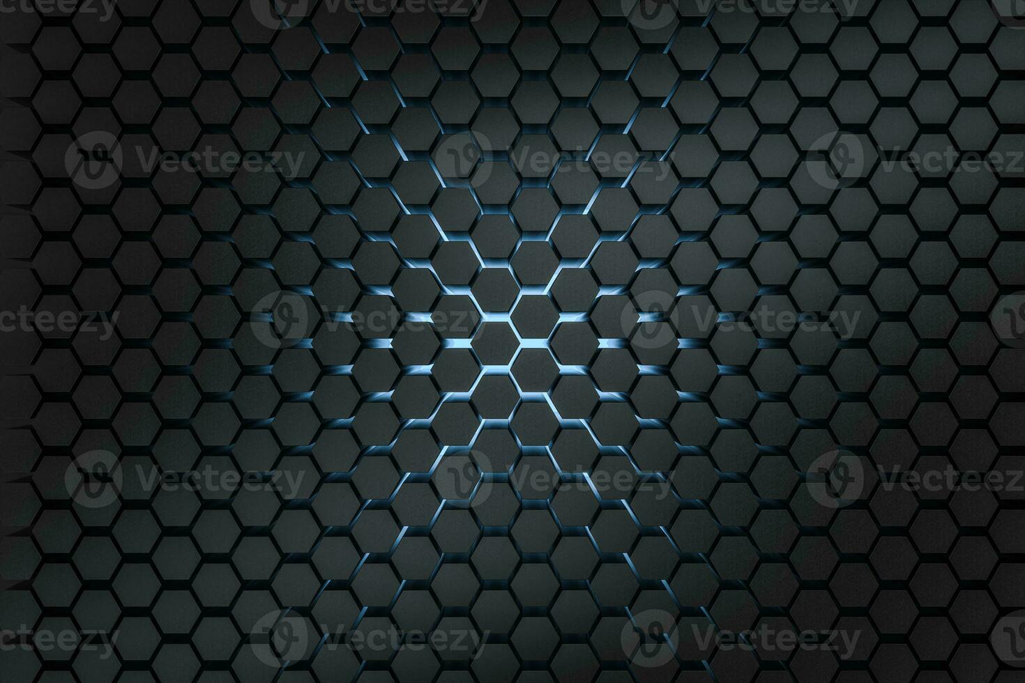 3d rendering, dark hexagonal background, sci-fi background photo