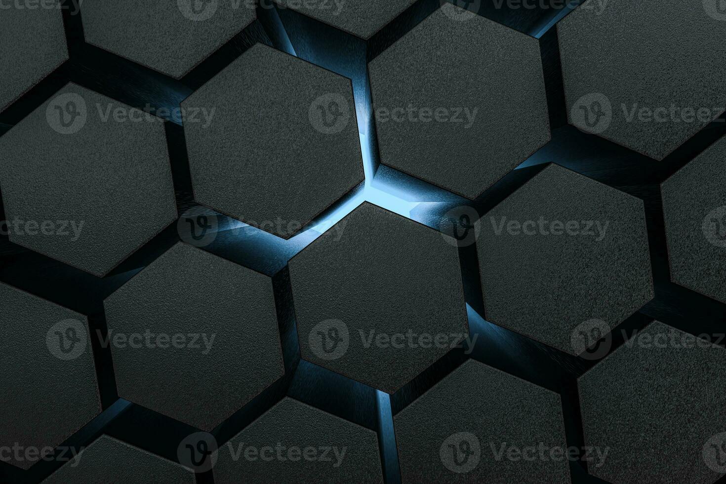 3d rendering, dark hexagonal background, sci-fi background photo