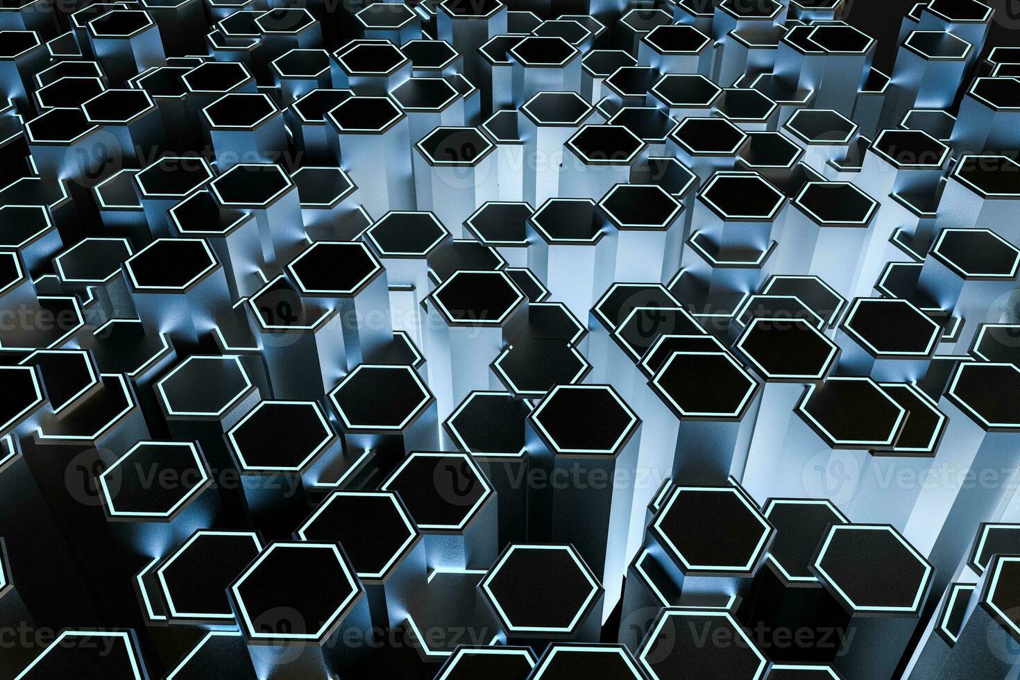 3d rendering, dark hexagonal background, sci-fi background photo