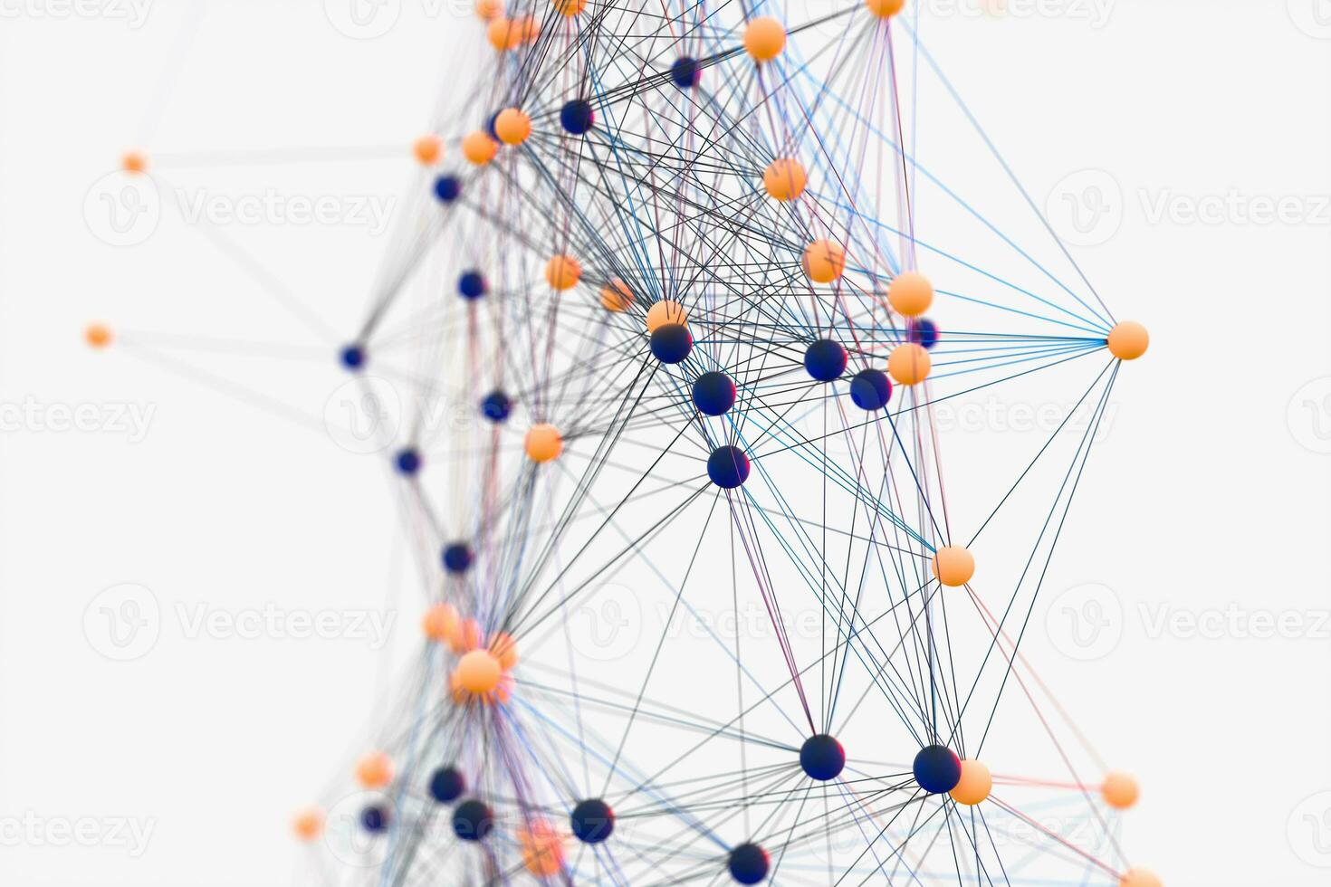 Gene lines and nodes, biological gene structure, 3d rendering. photo