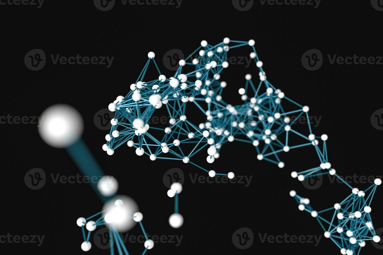 Gene lines and nodes, biological gene structure, 3d rendering. photo