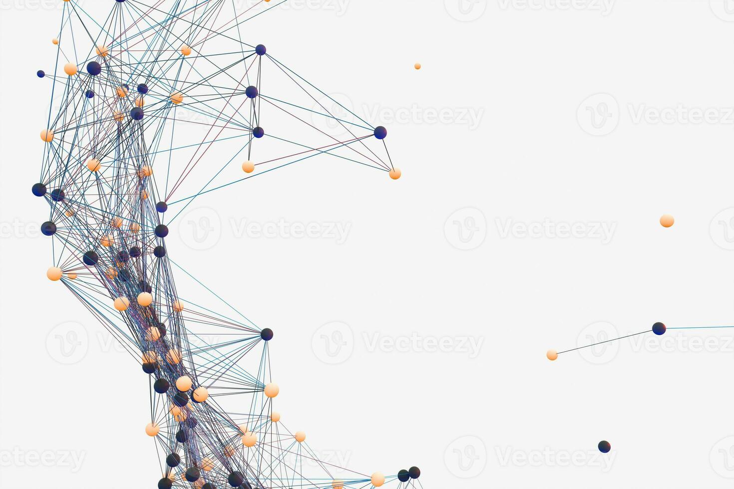 Gene lines and nodes, biological gene structure, 3d rendering. photo