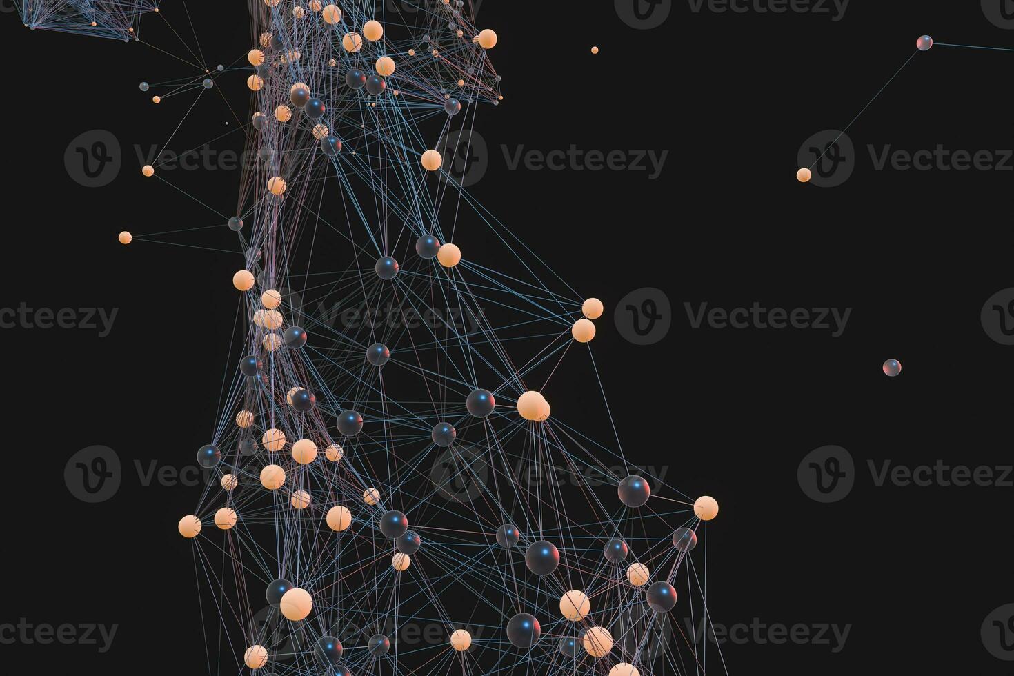 Gene lines and nodes, biological gene structure, 3d rendering. photo