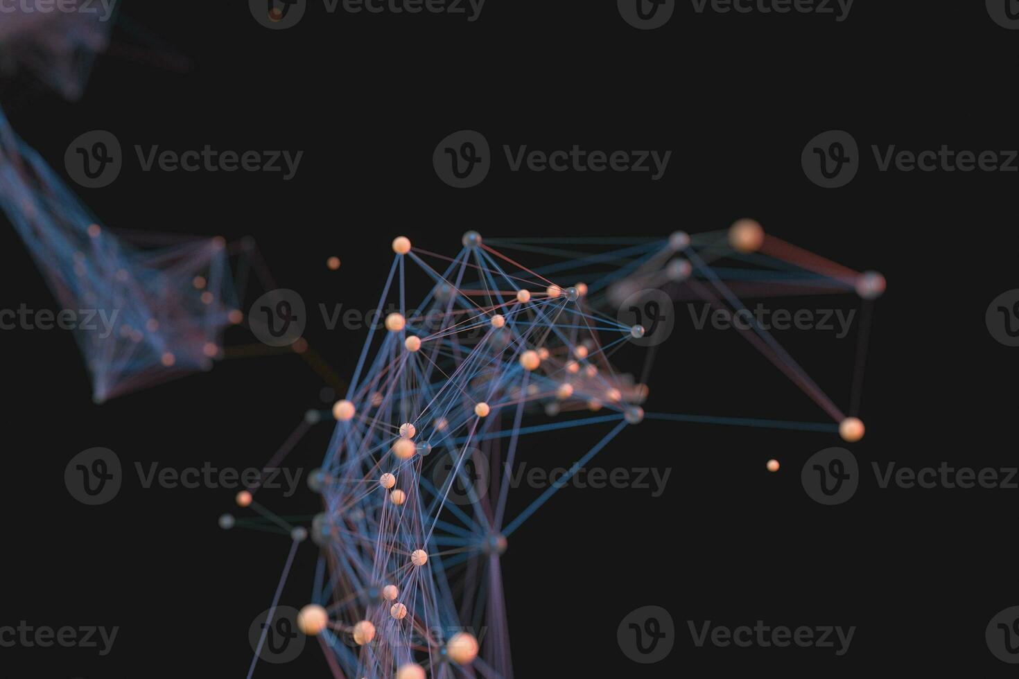 Gene lines and nodes, biological gene structure, 3d rendering. photo